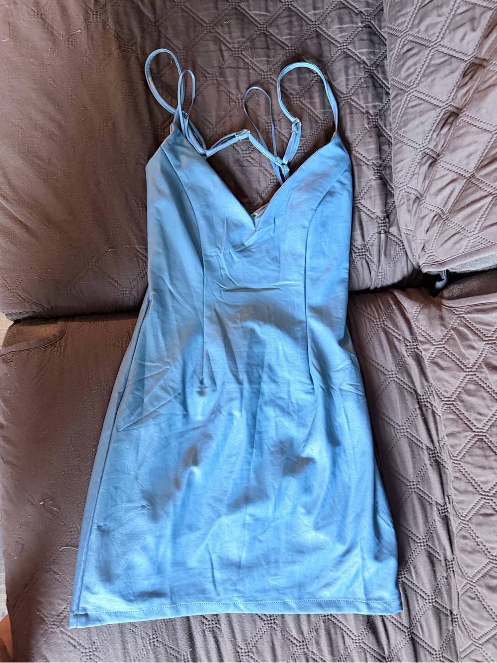 Light Blue Spaghetti Strap Mini Dress